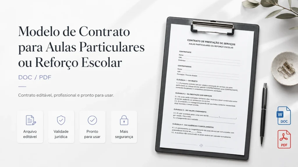 Modelo de contrato para reforço escolar